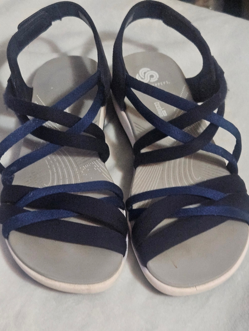 Clarks Cloudsteppers Strapy Flad Sandals Adjust Straps/Velcro Sz 7 5